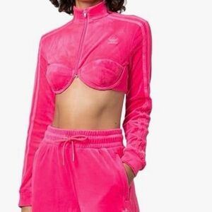JEREMY SCOTT x ADIDAS Cropped Velour Track Jacket Bra Top Women’s Size Small